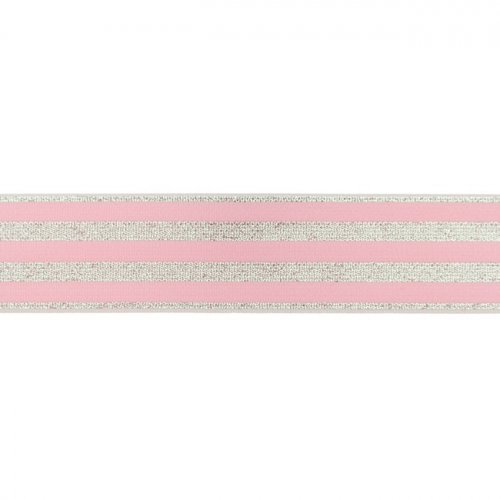 Gummiband - Streifen - Lurex silber - rosa - 4cm