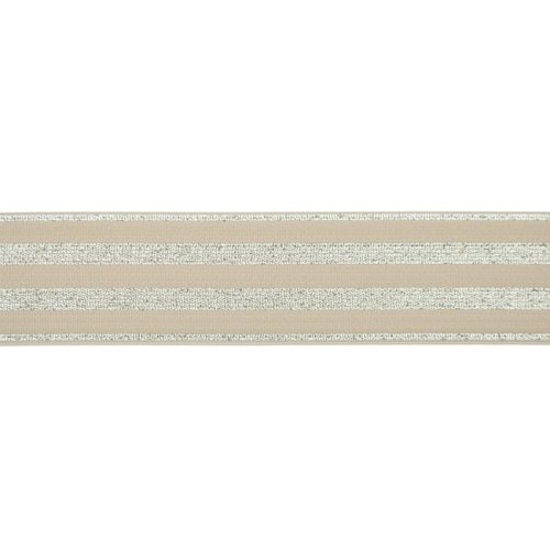 Gummiband - Streifen - Lurex silber - sand - 4cm