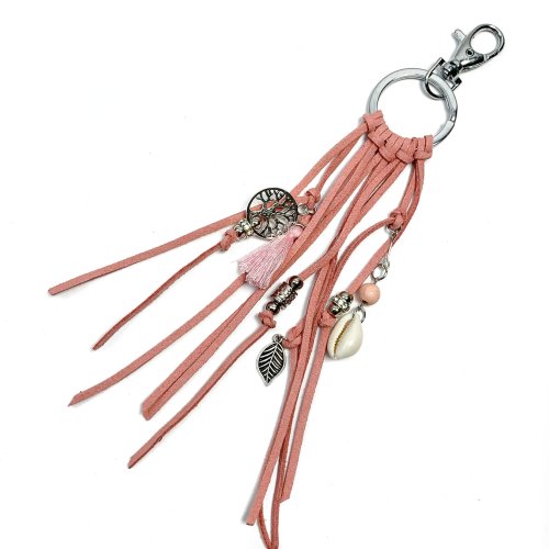Anhänger - Kunstwildleder - Quaste - rosa