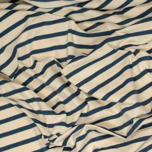 Preview: Jersey - Santi Streifen - navy/sand