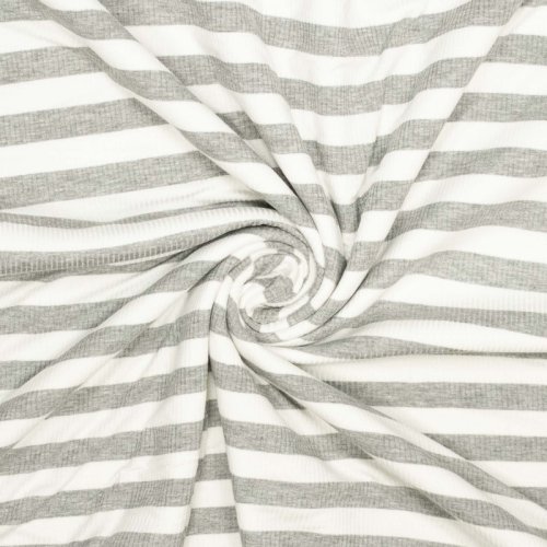 Ripp Viskosejersey - Centa Streifen - grey melange/ecru