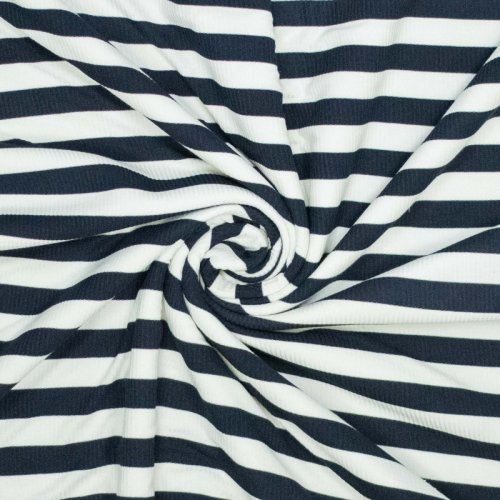 Ripp Viskosejersey - Centa Streifen - navy/ecru