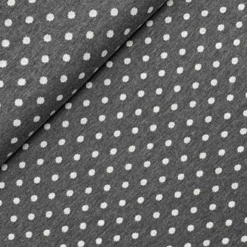 Bio Jacquard - Doubleface - Punkte - A32/01 - carbon/weiß - Albstoffe