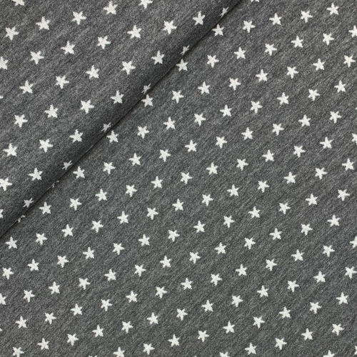 RESTSTÜCK 1,00m !!! - Bio Jacquard - Doubleface - Sterne - A32/01 - carbon/weiß - Albstoffe