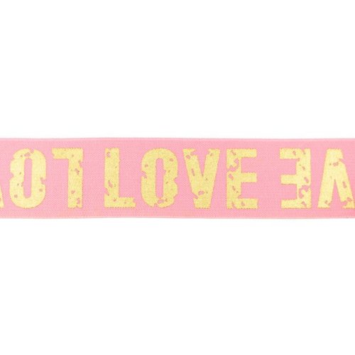 Gummiband - LOVE - rosa/gold