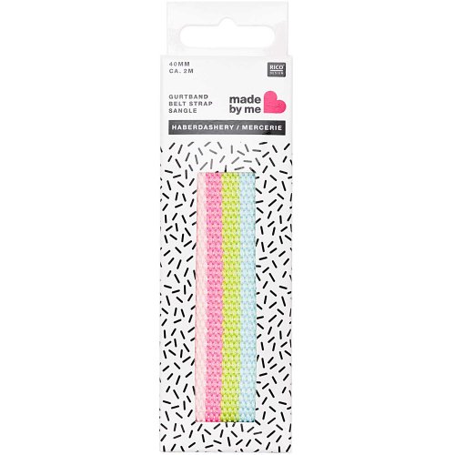 Gurtband - 40mm - gestreift Pastell - Rico Design
