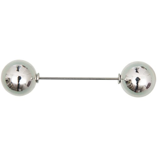 Zwei Perlen Pin - silber - 60mm