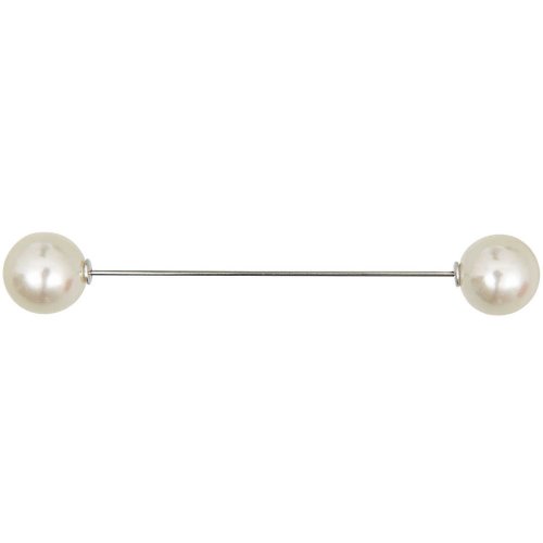 Zwei Perlen Pin - perlweiss - 95mm