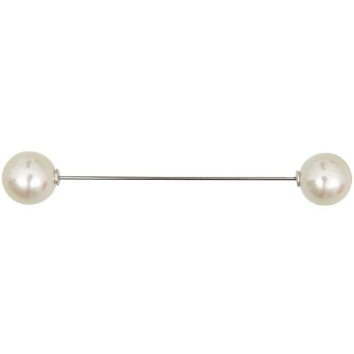 Zwei Perlen Pin - perlweiss - 95mm