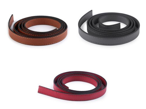 Lederriemen für Taschen - grau - 2er Set - 15mm x 2.5mm