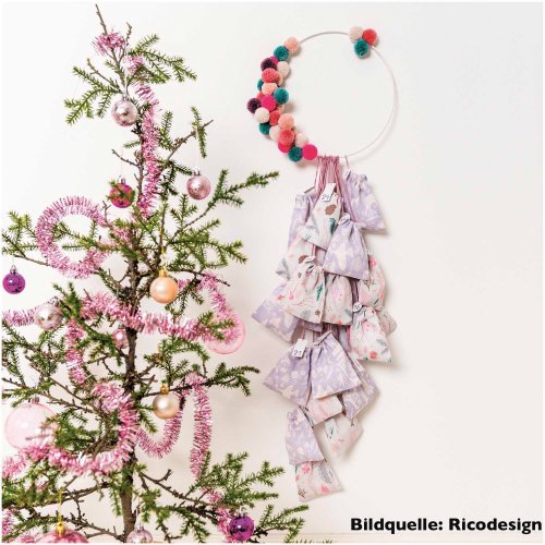 RESTSTÜCK 80cm !!! - Musselin - Winterwald - flieder - Nostalgic Christmas - Rico Design