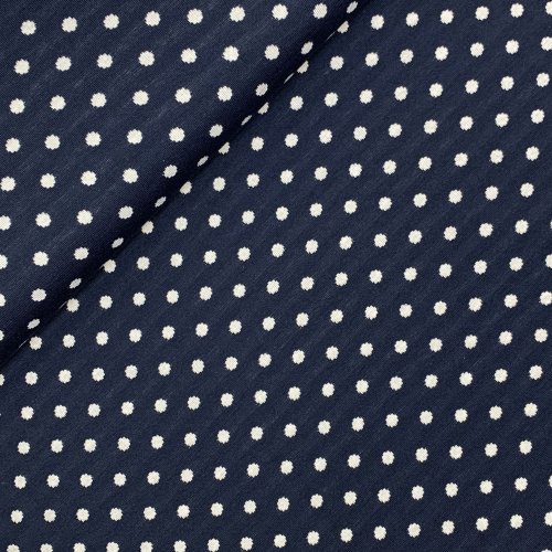 Bio Jacquard - Doubleface - Punkte - A10/01 - navy blue/weiß - Albstoffe - Hamburger Liebe