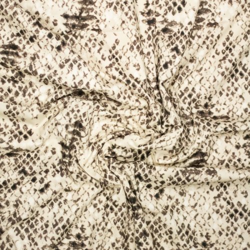 Preview: Baumwoll Stretch - Snake - Animalprint - brown/ecru