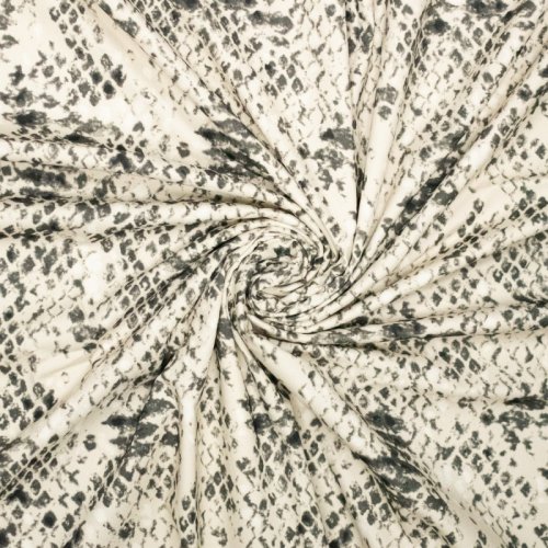 Baumwoll Stretch - Snake - Animalprint - anthrazit/ecru