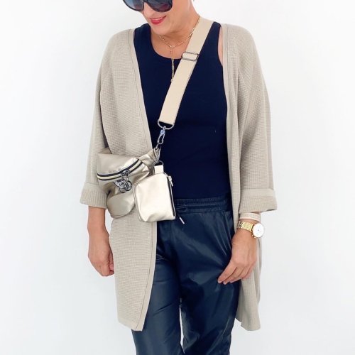 Preview: B-Ware!!! - Modalstrick - Waffle Knit - 80cm Panel - sand - Waffle Fall