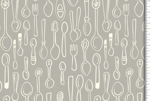 Bio Baumwolle - Silver Spoon - grau - In my Kitchen - Hamburger Liebe