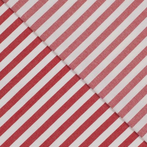 Preview: Baumwolle Denim - Laurent Streifen - rot/naturweiß
