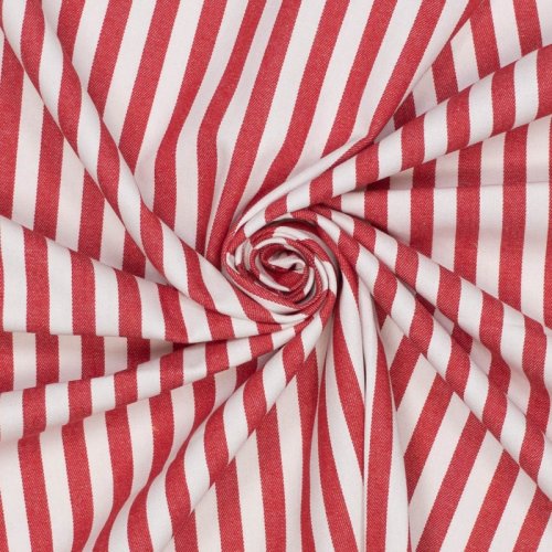 Baumwolle Denim - Laurent Streifen - rot/naturweiß