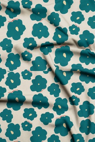 Viskose Twill mit LENZING™ ECOVERO™ Fasern - Like a Flower - teal - Mind the Maker