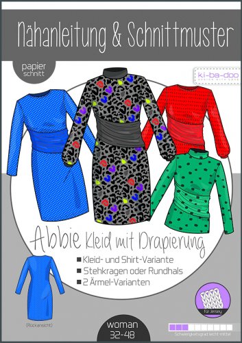 Papierschnittmuster - Abbie Kleid mit Drapierung - Damen - Kibadoo