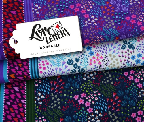 Bio Baumwoll Satin - Adorable - Col. 01 - Love Letters - Hamburger Liebe - Albstoffe