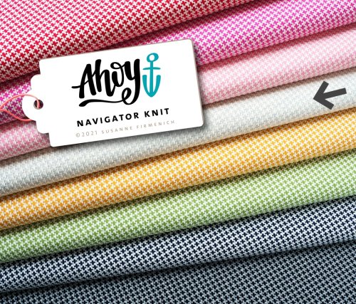 Bio Jacquard Jersey - Navigator Knit - A17/30 - meringa/hellgrau melange - Ahoy - Hamburger Liebe