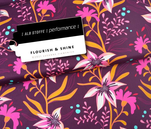 Funktionsstoff - Flourish - bordeaux - Col. 17 - Performance - Hamburger Liebe - Albstoffe