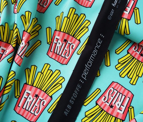 Preview: RESTSTÜCK 0,60m !!! - Funktionsstoff - OMG Fries - mint - Col. 23 - Performance - Hamburger Liebe - Albstoffe