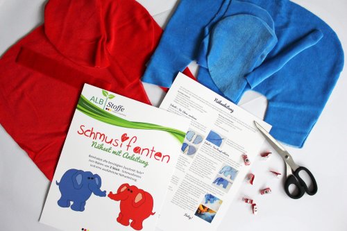 Nähset - Schmusifanten - rot und blau - Albstoffe