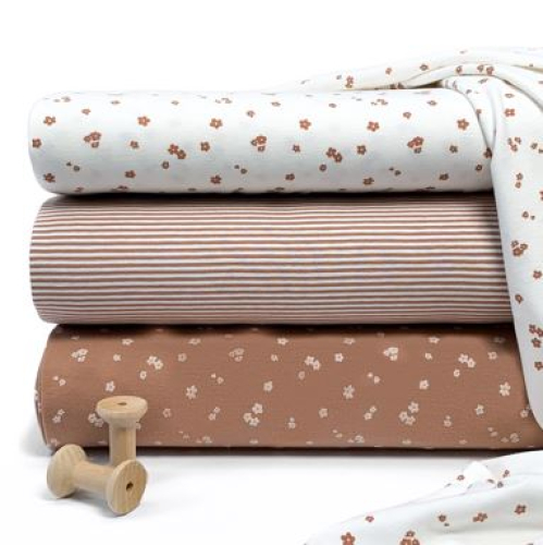 Preview: RESTSTÜCK 1,50m !!! - Jersey - Flowers - Amalia - beige