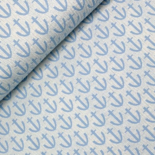 Bio Jacquard Jersey - Anchor Knit - A17/79 - meringa/azzuro - Ahoy - Hamburger Liebe - Albstoffe