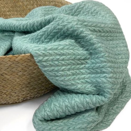 Viskose Strick - Angora Touch Jacquard - mint meliert