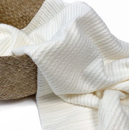 Viskose Strick - Angora Touch Jacquard - naturweiß