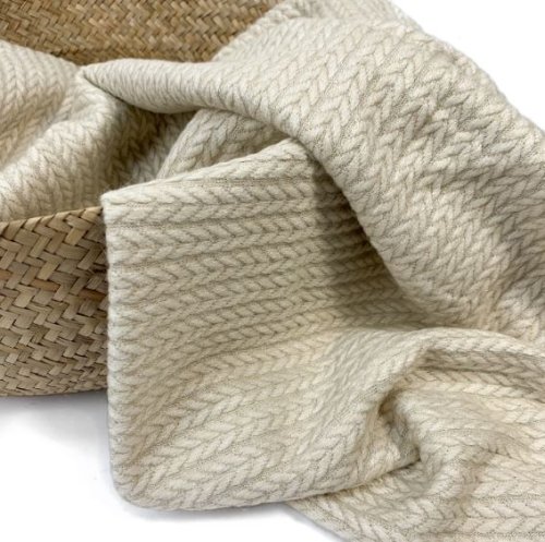 RESTSTÜCK 0,80m !!! - Viskose Strick - Angora Touch Jacquard - sand meliert