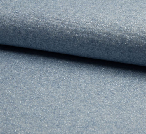 RESTSTÜCK 0,50m !!! - Viskose Strick - Asley - jeans melange Glitzer