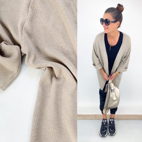 Preview: B-Ware!!! - Modalstrick - Waffle Knit - 80cm Panel - sand - Waffle Fall