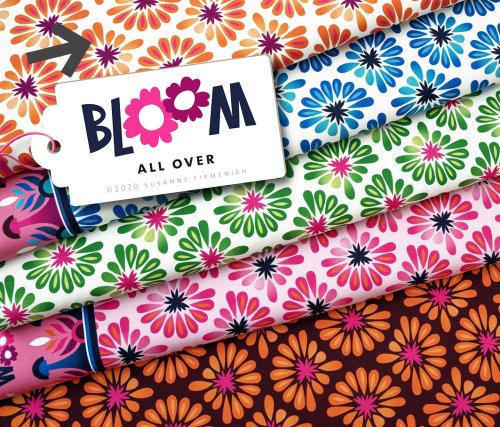 Bio Jersey - All Over - Col.1 - orange/meringa - Bloom - Hamburger Liebe - Albstoffe