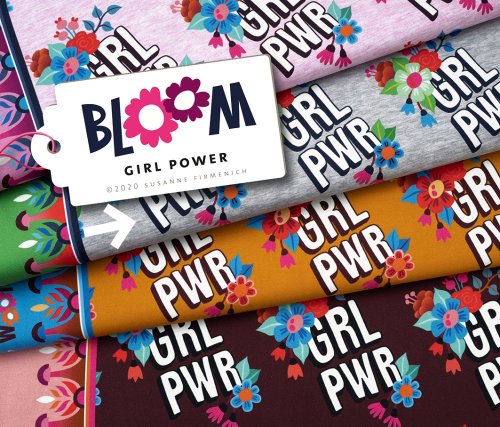 Bio Jersey - Girl Power - Col.2 - grau - Bloom - Hamburger Liebe - Albstoffe