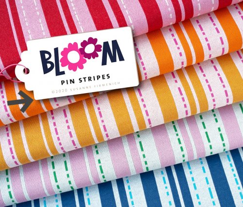 Bio Jacquard - Pin Stripes - Col.2 - luce rosso - Bloom - Hamburger Liebe - Albstoffe