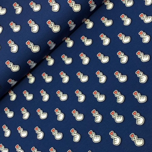 Bio Jersey - Baby Hearts - Col. 05 - blue navy - Sakura - Hamburger Liebe - Albstoffe