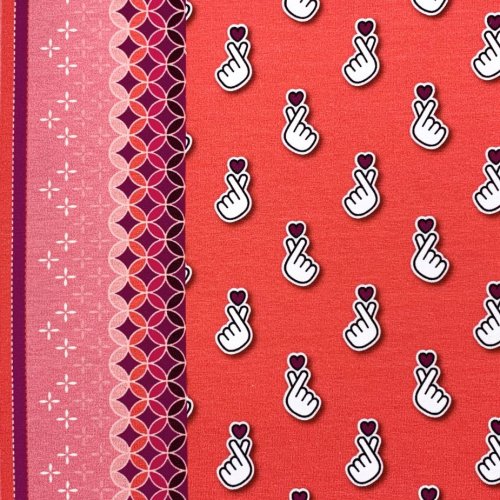 Preview: RESTSTÜCK 0,40m !!! - Bio Jersey - Baby Hearts - Col. 01 - flamme - Sakura - Hamburger Liebe - Albstoffe