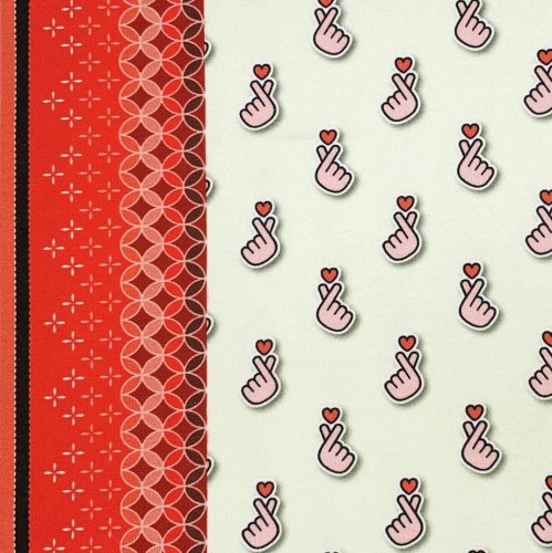 Preview: RESTSTÜCK 0,30m !!! - Bio Sweat - Baby Hearts - Col. 03 - meringa - Sakura - Hamburger Liebe - Albstoffe