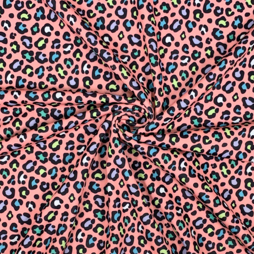 Preview: RESTSTÜCK 0,30m !!! - Badestoff Jersey - Colorful Leo - coral