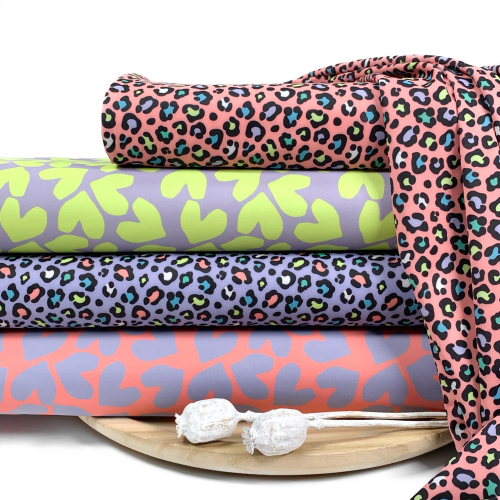 Preview: RESTSTÜCK 0,30m !!! - Badestoff Jersey - Colorful Leo - coral