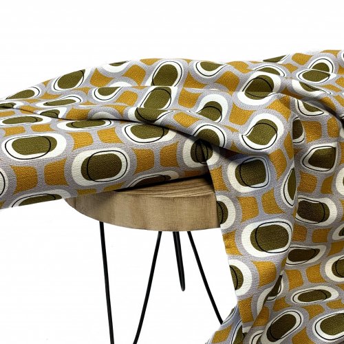 Baumwolle - Barcloth - Orbs - olive - Modern Retro - Cloud9 Fabrics
