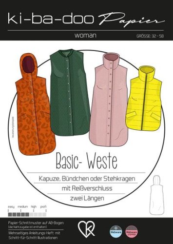 Papierschnittmuster - Basic Weste - Damen - Kibadoo