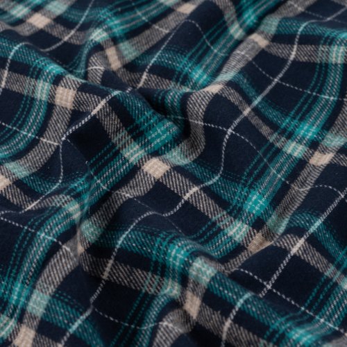 Baumwoll Flanell - Karo - petrol