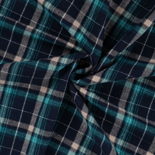 Baumwoll Flanell - Karo - petrol