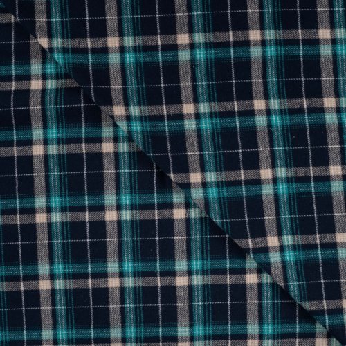 Baumwoll Flanell - Karo - petrol