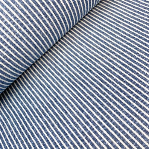 RESTSTÜCK 0,60m !!! - Baumwolle - Jeans - Streifen - mittelblau